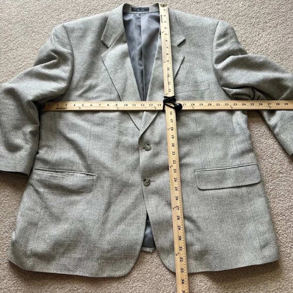 Bert Pulitzer Collectors‎ Edition Mens 100% Silk Blazer Jacket Beige Herringbone